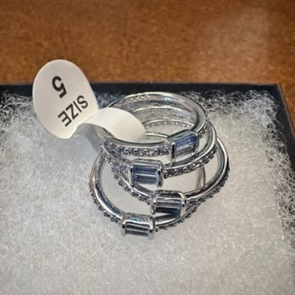 4 Stack Cubic Zirconia Size 5 Rings - Picture 3 of 4